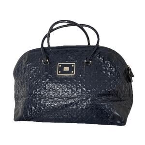 Anya Hindmarch Navy Patent Leather Quilted Tote Bag Top Handles Travel - Read